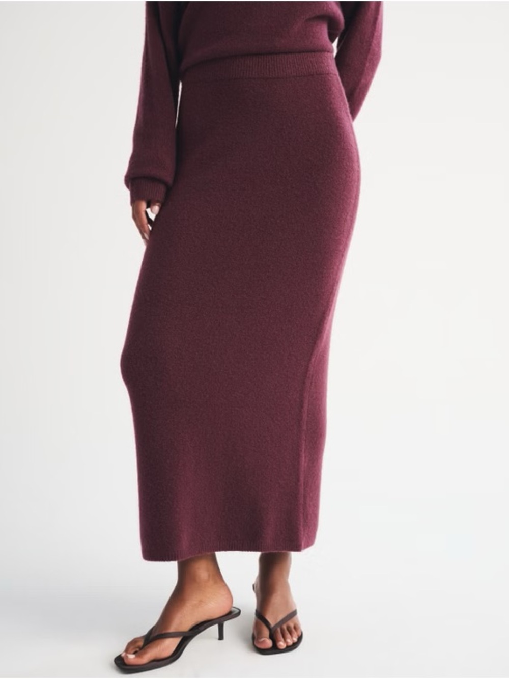 a new day Ribbed Knit Maxi Skirt in Deep Burgundy